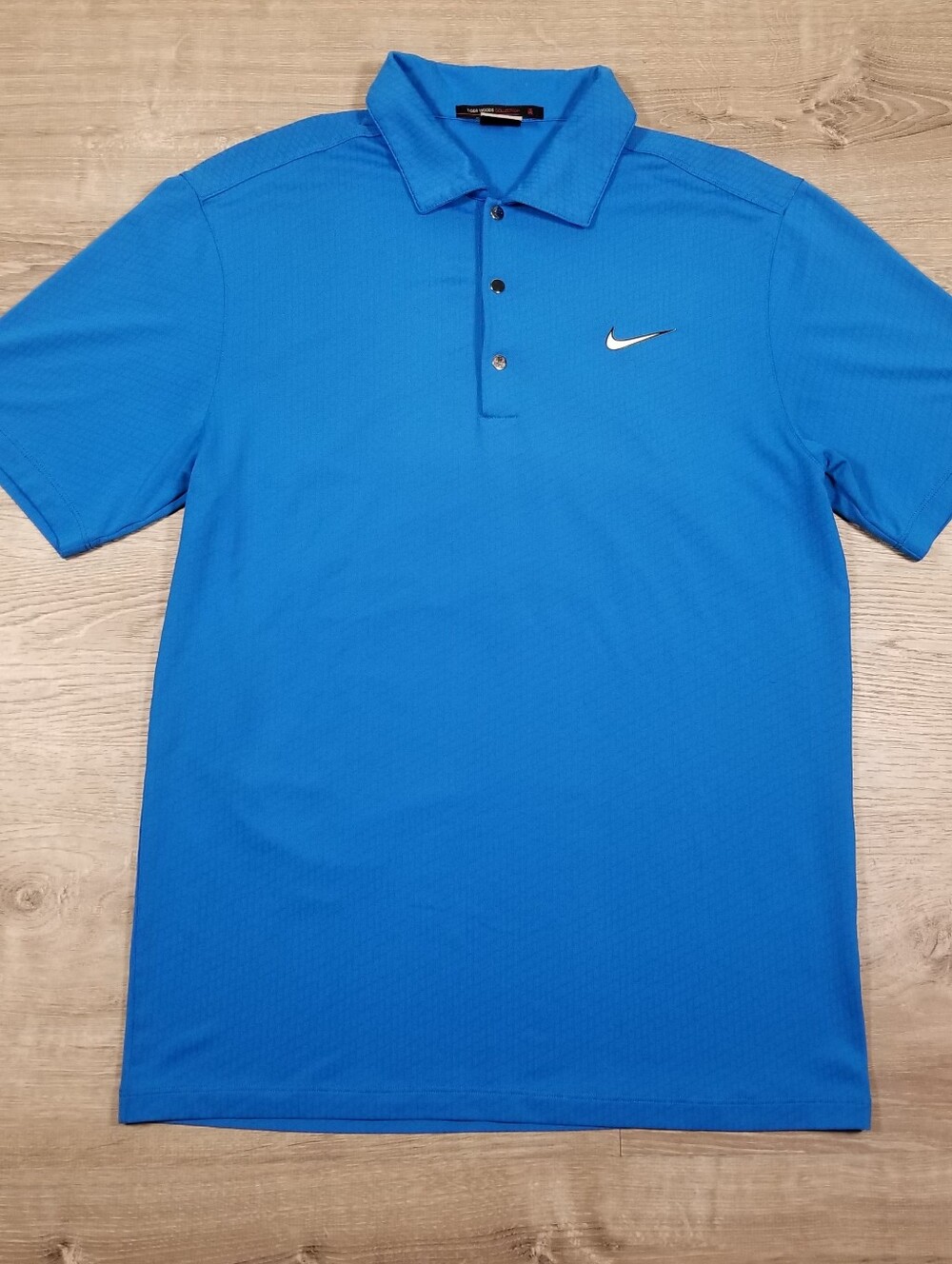 Nike Tiger Woods Collection Golf Polo Shirt Mens Small Blue Performance Dri Fit